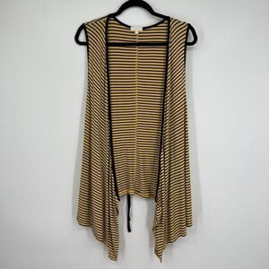 Heartstring yellow Black Striped Size XL Sleeveless Tie Back Duster
